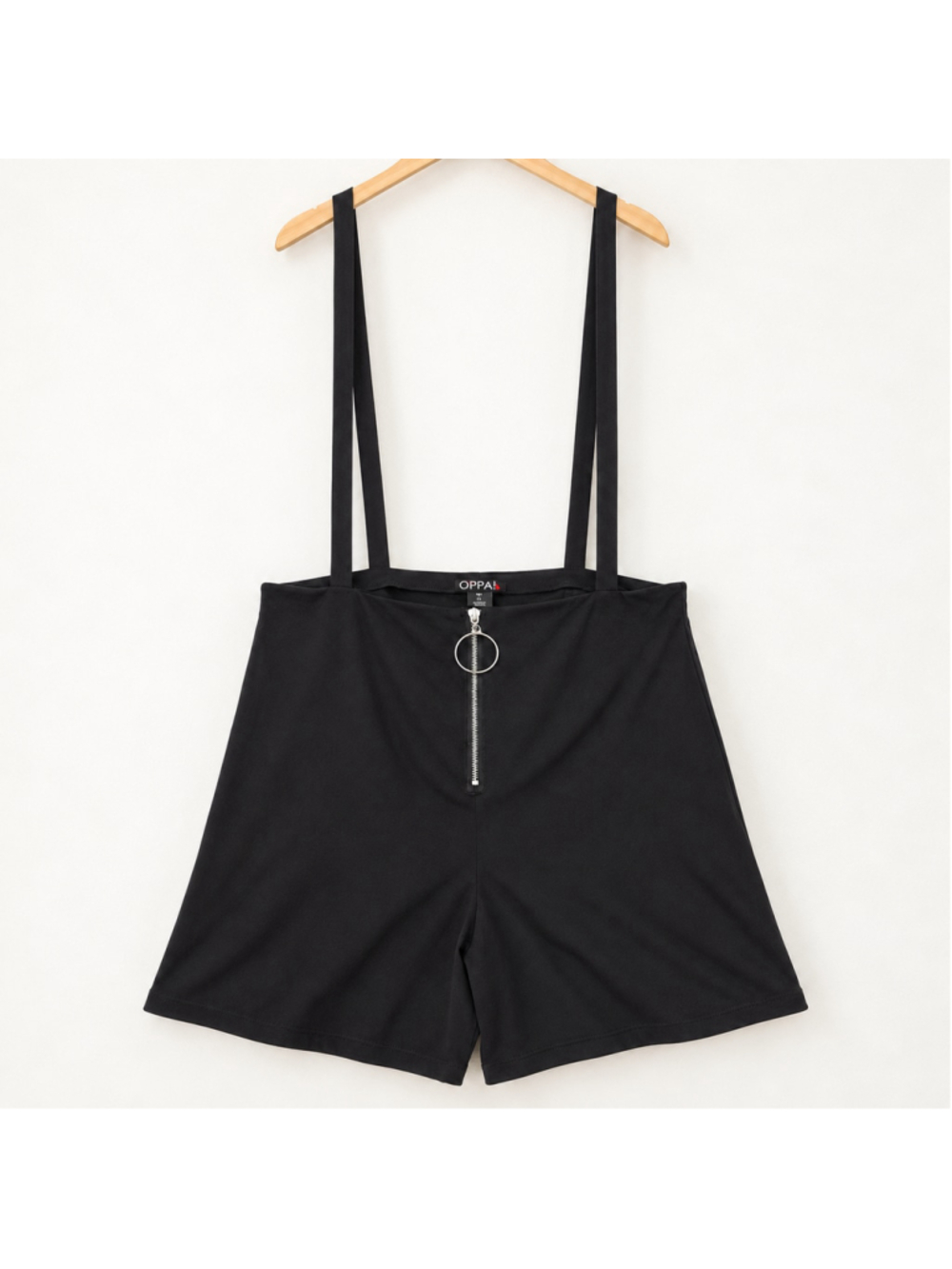 OPPA! Black Suspender Shorts 3X Plus Size O-Ring Zip Goth Grunge